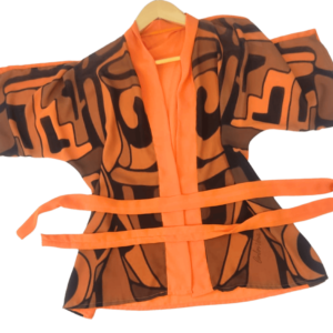 Kimono Feminino Laranja e Preto