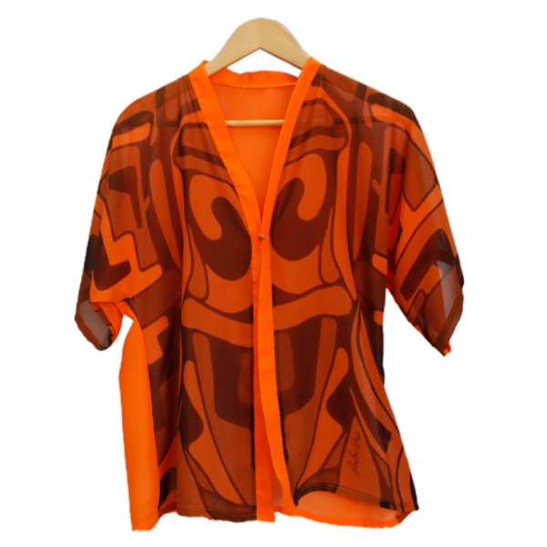Kimono Feminino Laranja e Marrom